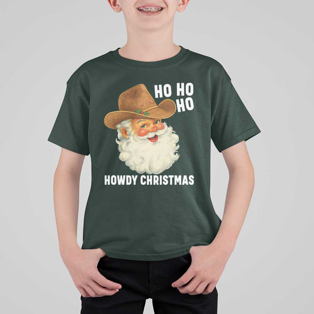 Cowboy Santa Christmas T Shirt For Kid Ho Ho Ho Howdy Christmas - Wonder Print Shop