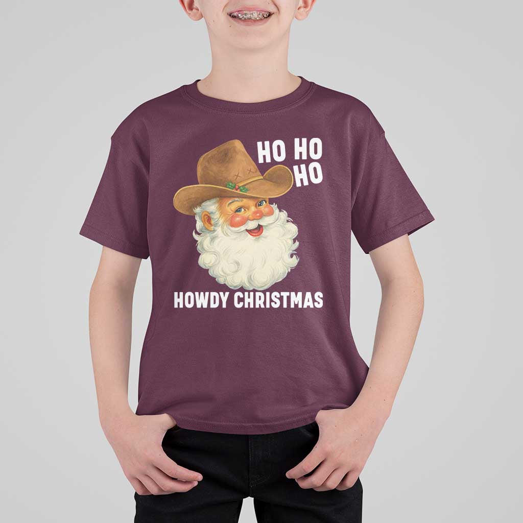 Cowboy Santa Christmas T Shirt For Kid Ho Ho Ho Howdy Christmas - Wonder Print Shop