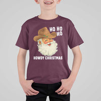 Cowboy Santa Christmas T Shirt For Kid Ho Ho Ho Howdy Christmas - Wonder Print Shop