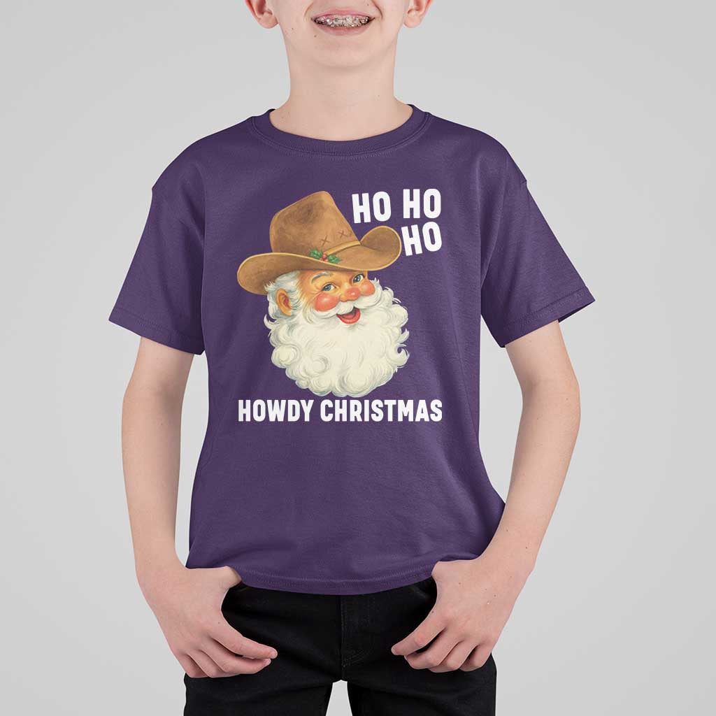 Cowboy Santa Christmas T Shirt For Kid Ho Ho Ho Howdy Christmas - Wonder Print Shop