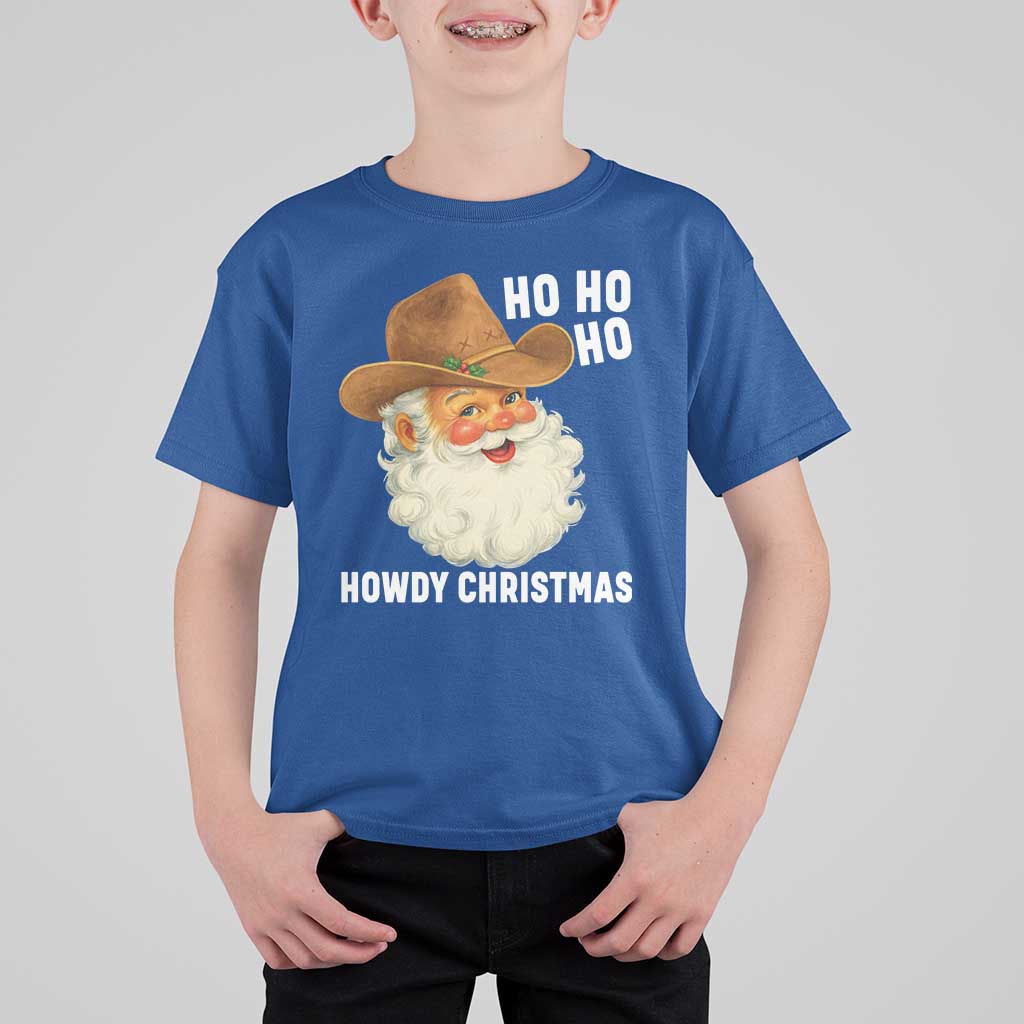 Cowboy Santa Christmas T Shirt For Kid Ho Ho Ho Howdy Christmas - Wonder Print Shop