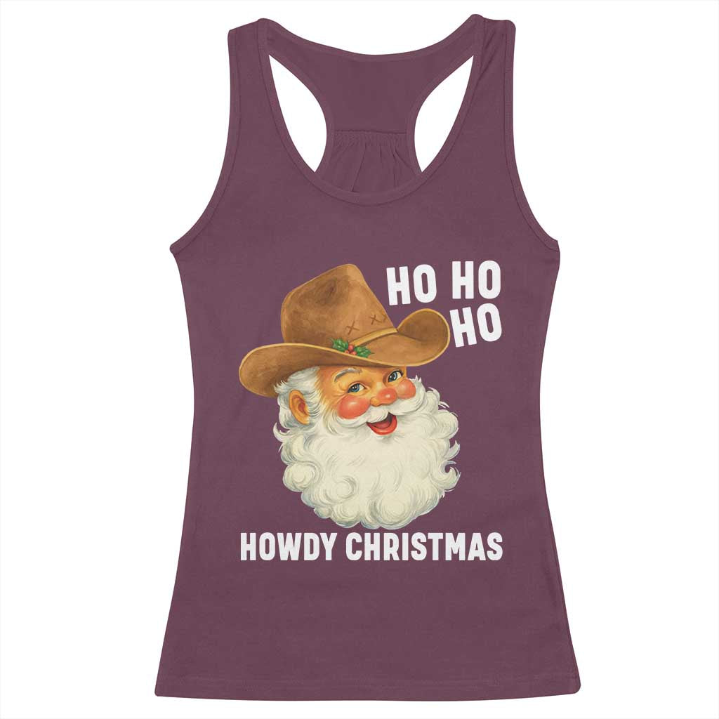 Cowboy Santa Christmas Racerback Tank Top Ho Ho Ho Howdy Christmas - Wonder Print Shop