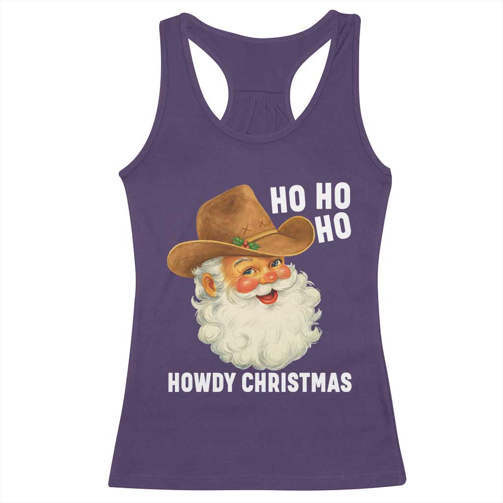 Cowboy Santa Christmas Racerback Tank Top Ho Ho Ho Howdy Christmas - Wonder Print Shop