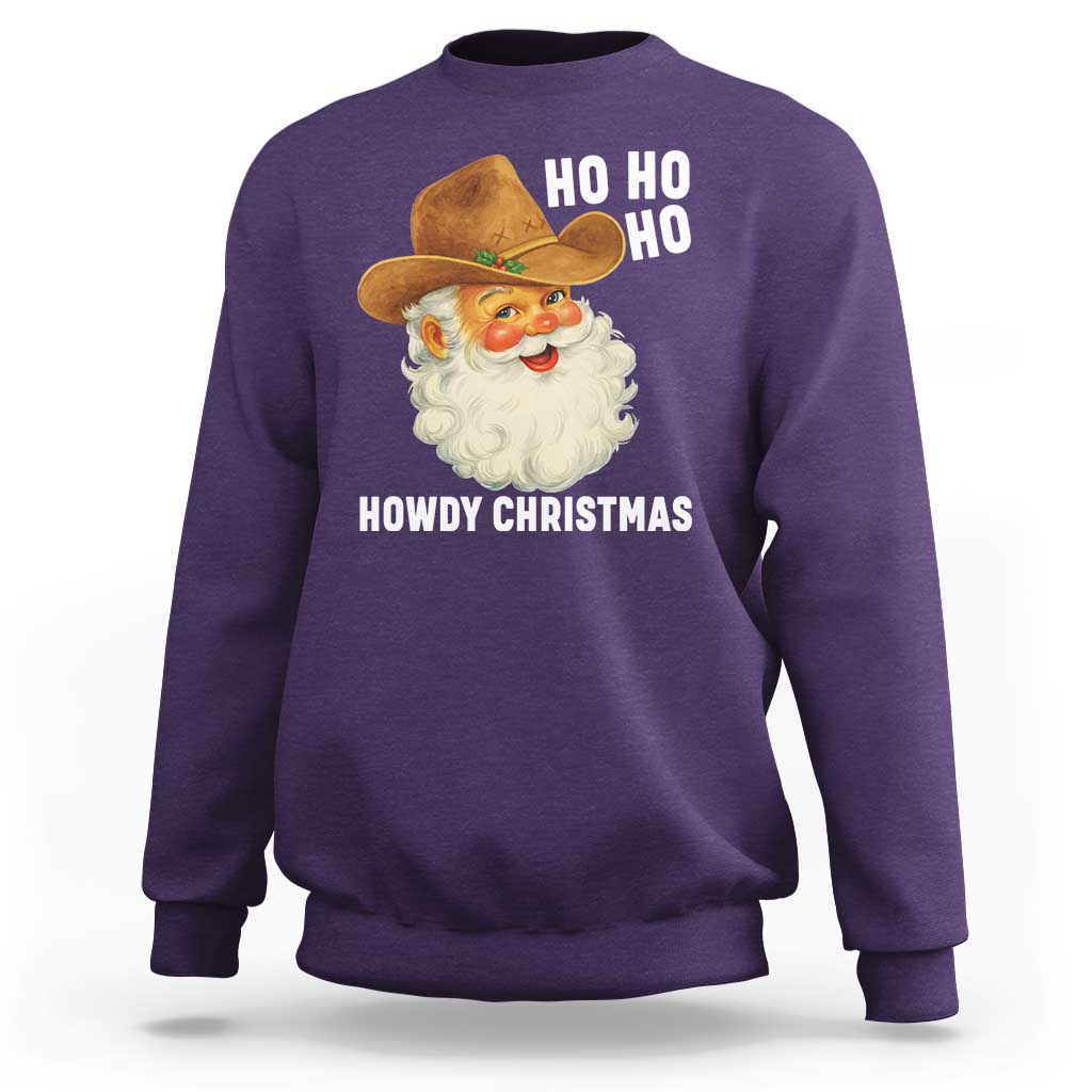 Cowboy Santa Christmas Sweatshirt Ho Ho Ho Howdy Christmas - Wonder Print Shop