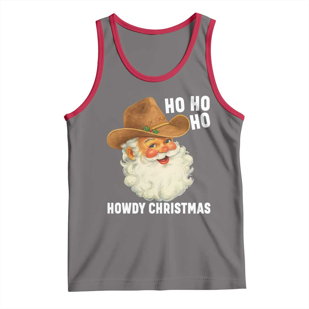 Cowboy Santa Christmas Tank Top Ho Ho Ho Howdy Christmas - Wonder Print Shop
