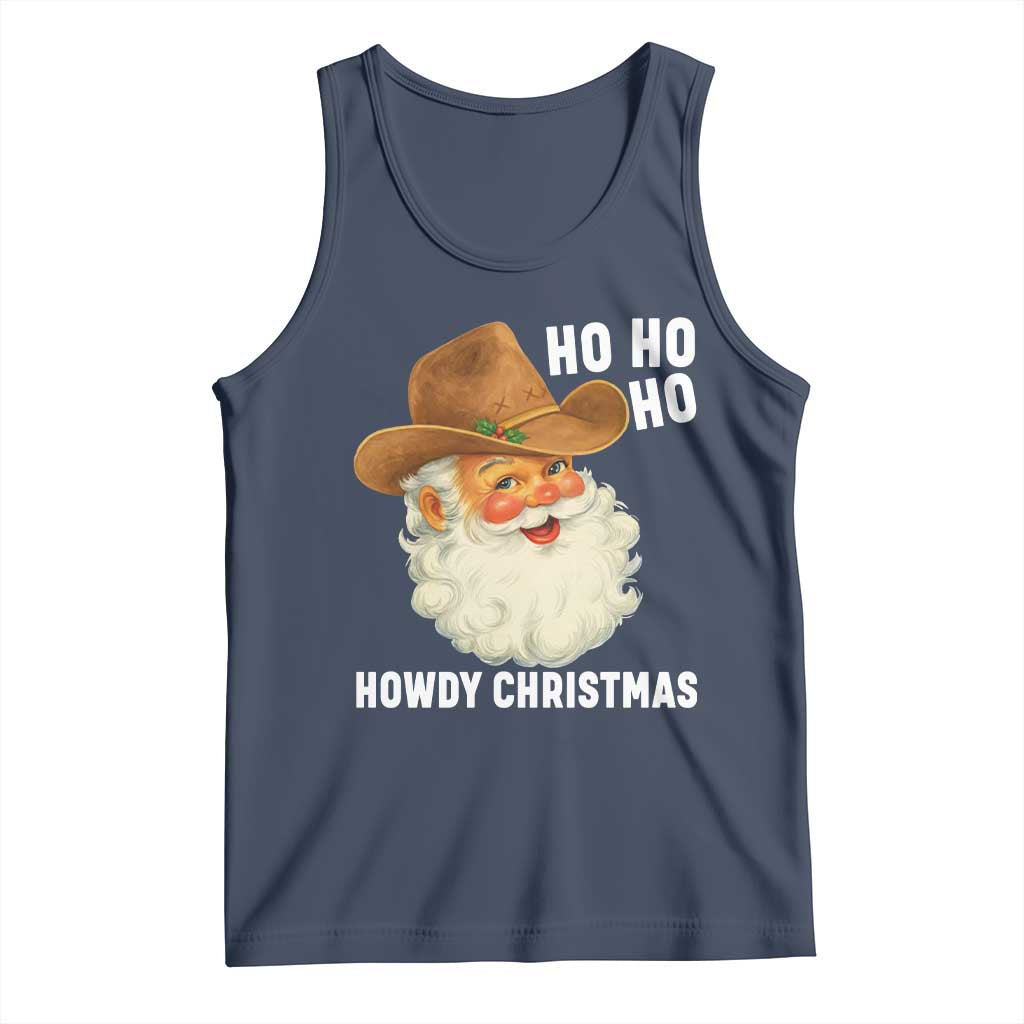 Cowboy Santa Christmas Tank Top Ho Ho Ho Howdy Christmas - Wonder Print Shop