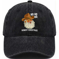 Cowboy Santa Christmas Washed Cotton Baseball Cap Ho Ho Ho Howdy Christmas