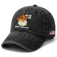 Cowboy Santa Christmas Washed Cotton Baseball Cap Ho Ho Ho Howdy Christmas