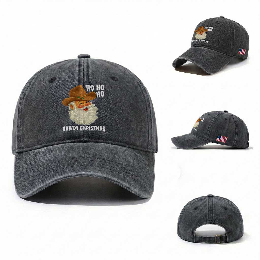 Cowboy Santa Christmas Washed Cotton Baseball Cap Ho Ho Ho Howdy Christmas