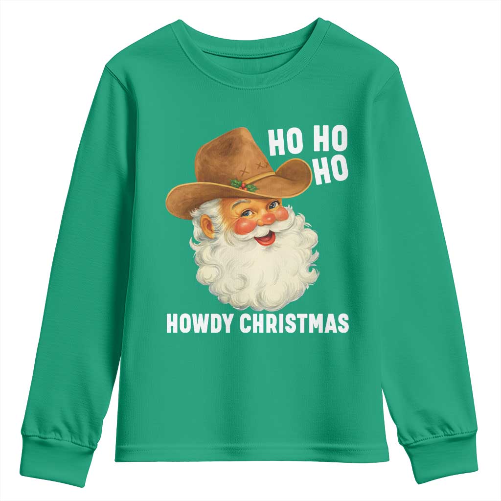 Cowboy Santa Christmas Youth Sweatshirt Ho Ho Ho Howdy Christmas - Wonder Print Shop