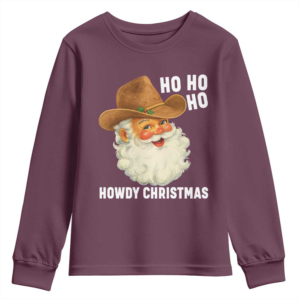 Cowboy Santa Christmas Youth Sweatshirt Ho Ho Ho Howdy Christmas - Wonder Print Shop