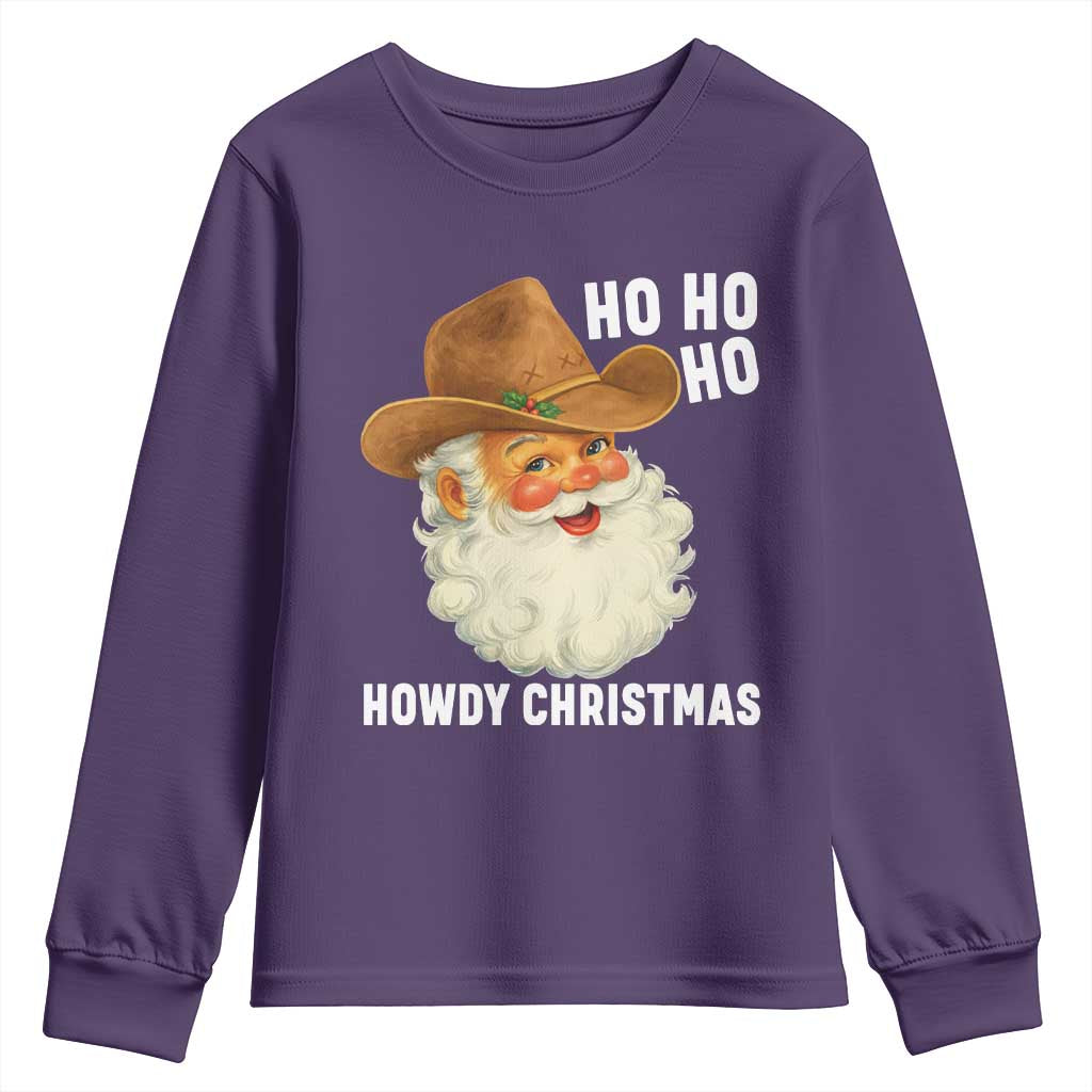 Cowboy Santa Christmas Youth Sweatshirt Ho Ho Ho Howdy Christmas - Wonder Print Shop