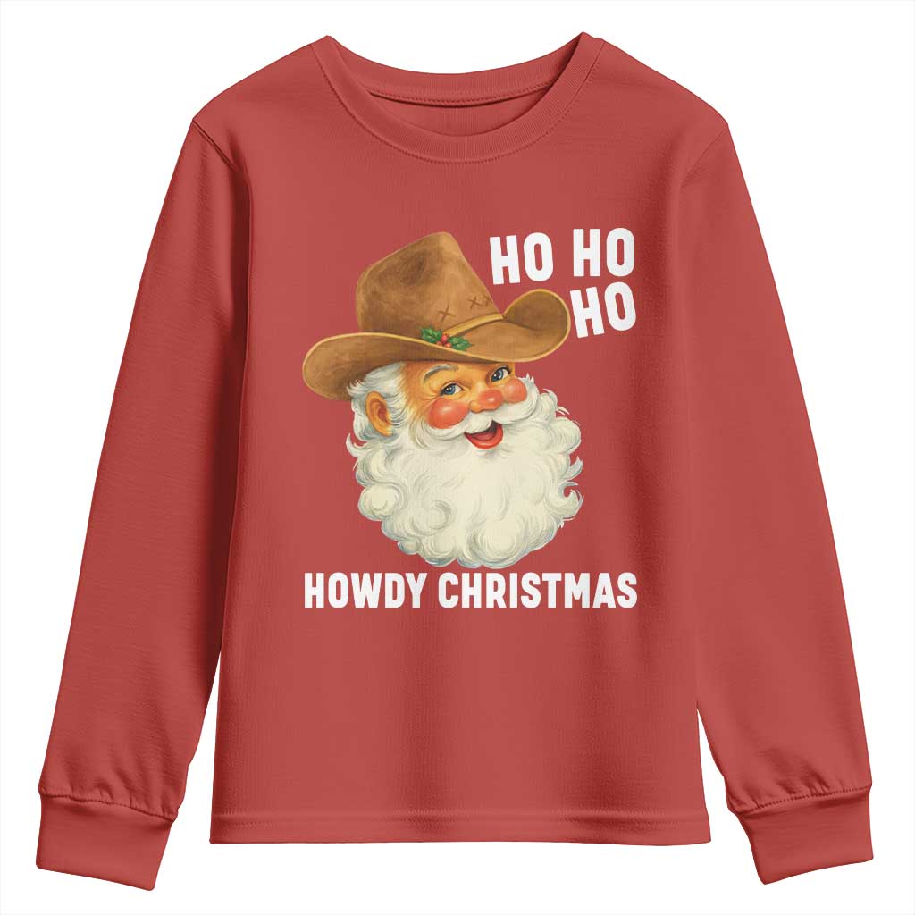 Cowboy Santa Christmas Youth Sweatshirt Ho Ho Ho Howdy Christmas - Wonder Print Shop