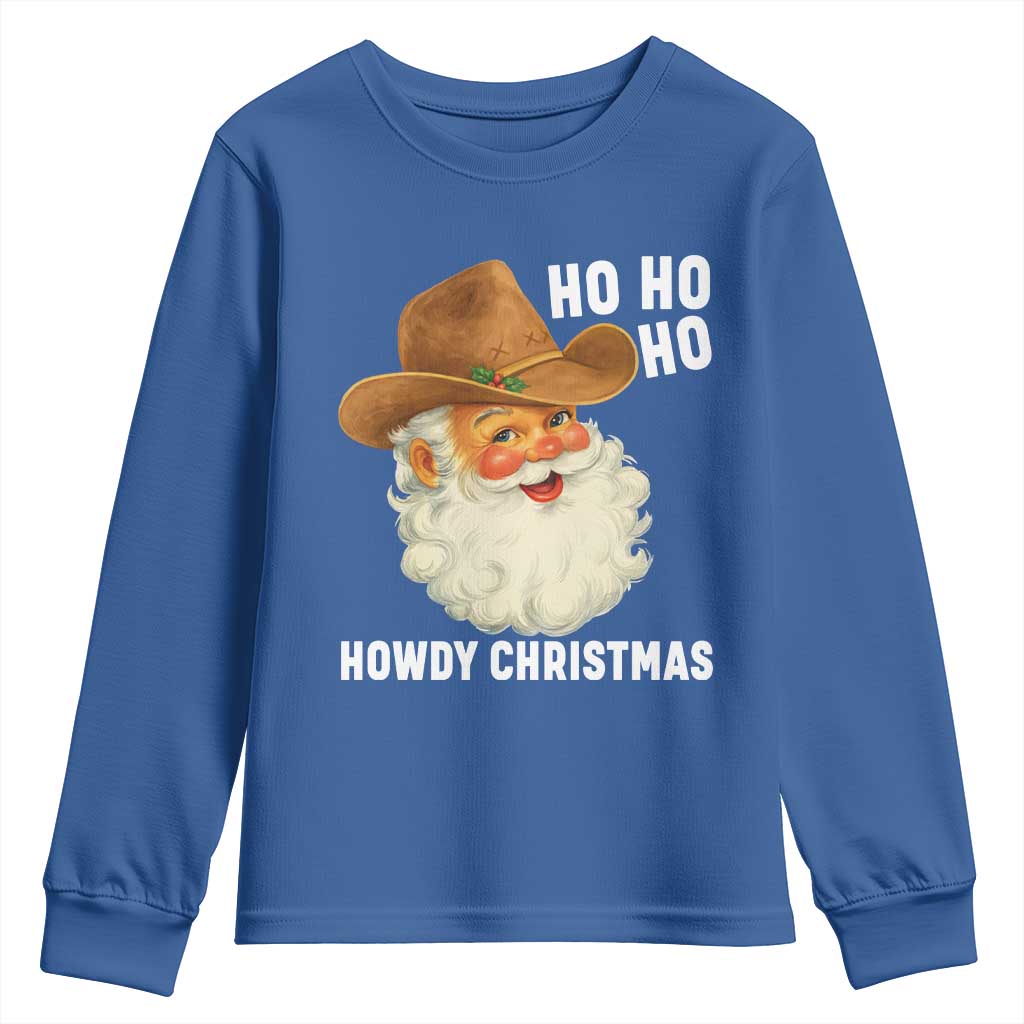 Cowboy Santa Christmas Youth Sweatshirt Ho Ho Ho Howdy Christmas - Wonder Print Shop
