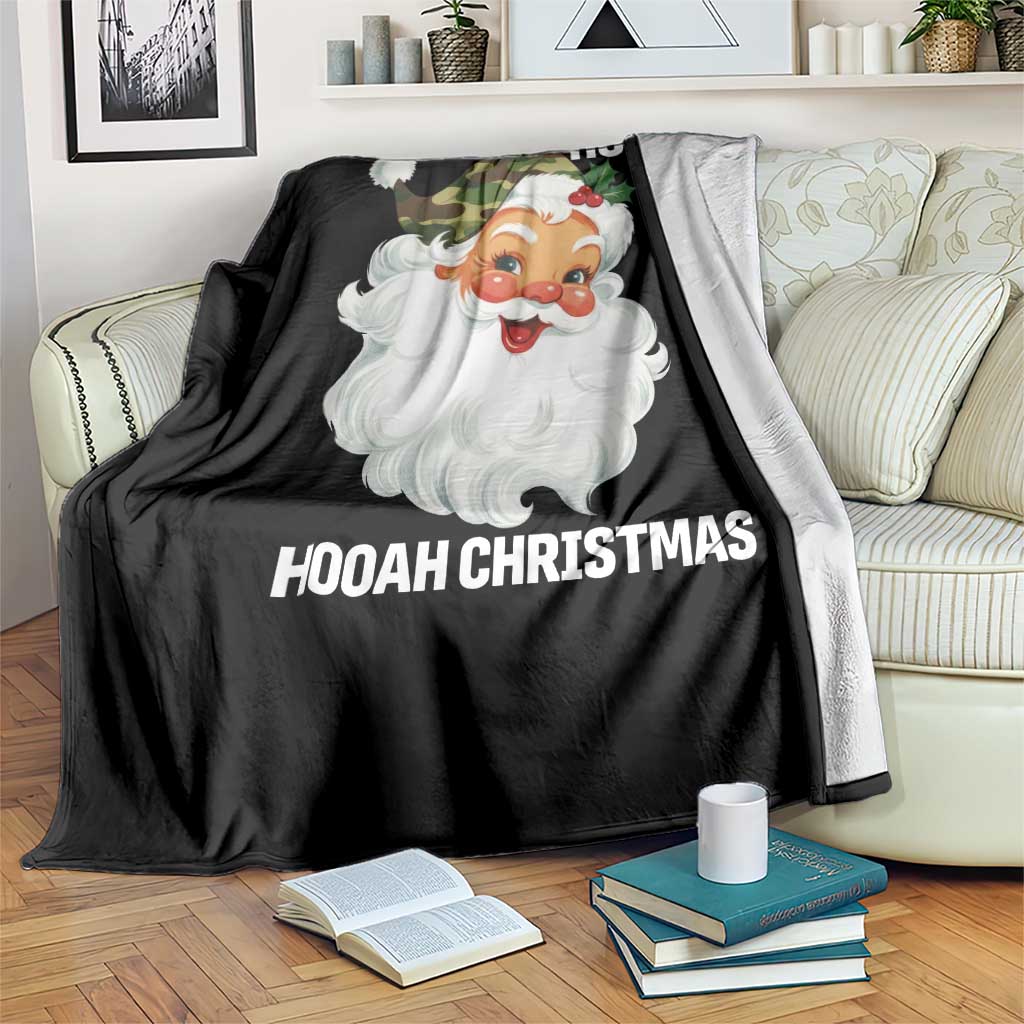 Camo Santa Christmas Throw Blanket Ho Ho Ho Hooah Christmas - Wonder Print Shop