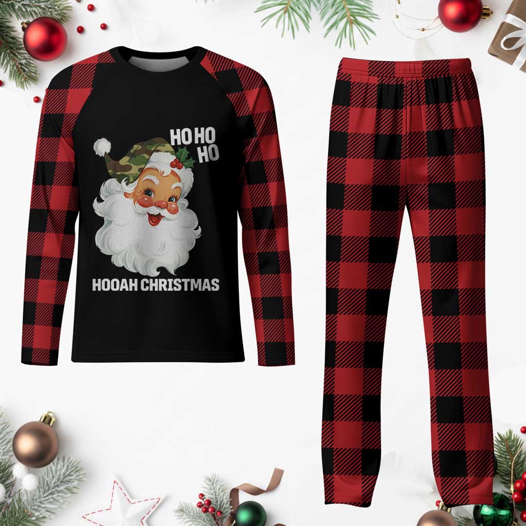 Camo Santa Christmas Plaid Pajama Set Ho Ho Ho Hooah Christmas - Wonder Print Shop
