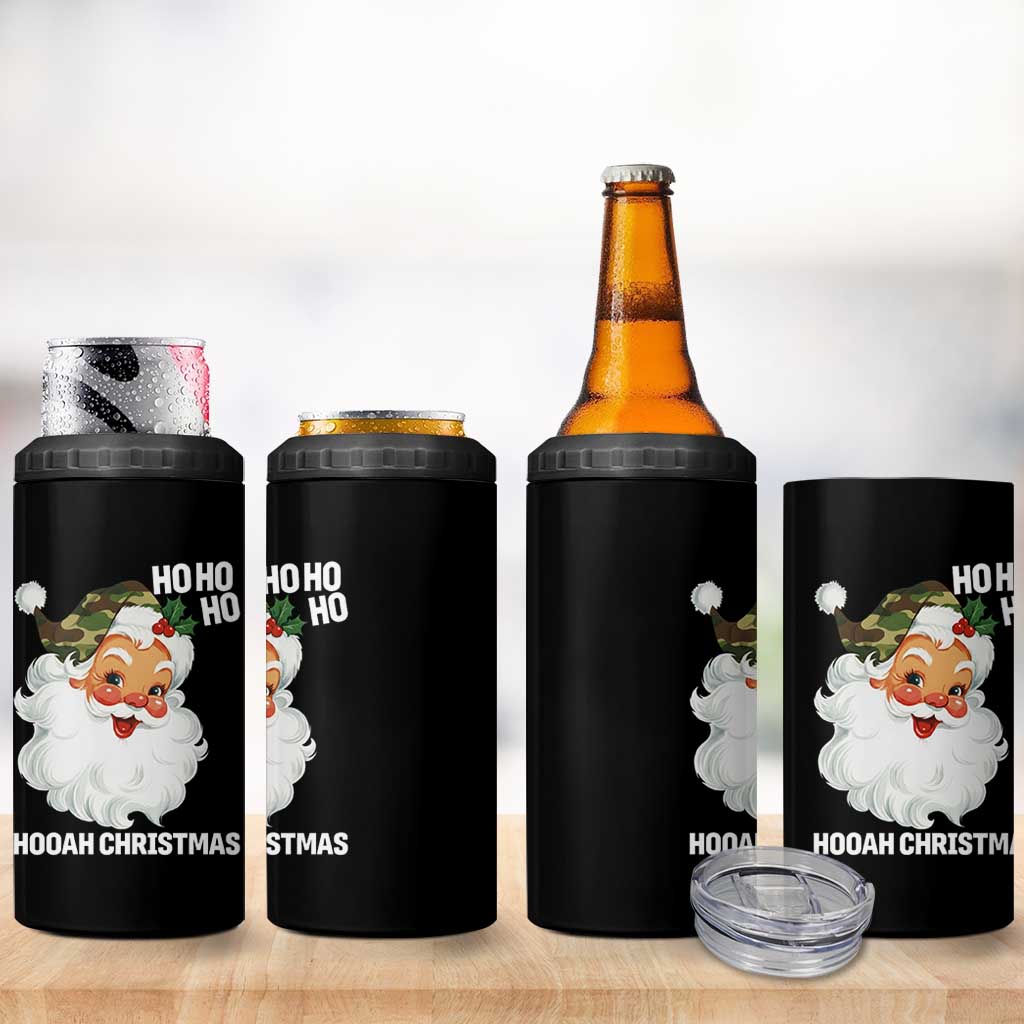 Camo Santa Christmas 4 in 1 Can Cooler Tumbler Ho Ho Ho Hooah Christmas - Wonder Print Shop