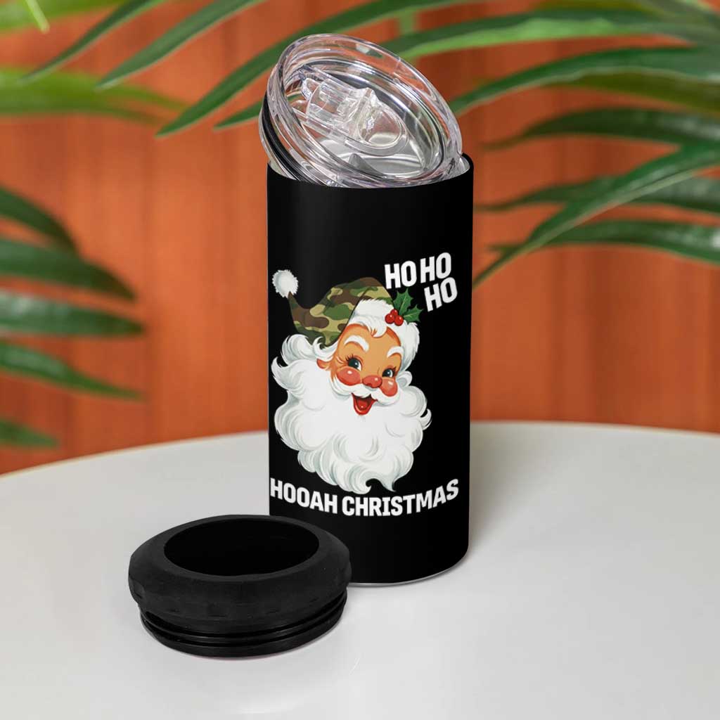Camo Santa Christmas 4 in 1 Can Cooler Tumbler Ho Ho Ho Hooah Christmas - Wonder Print Shop