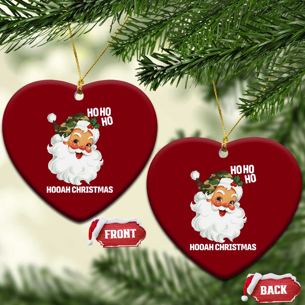Camo Santa Christmas Ceramic Ornament Ho Ho Ho Hooah Christmas - Wonder Print Shop
