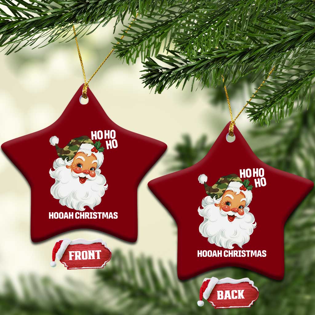 Camo Santa Christmas Ceramic Ornament Ho Ho Ho Hooah Christmas - Wonder Print Shop