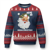 Camo Santa Xmas Ugly Christmas Sweater Ho Ho Ho Hooah Xmas - Wonder Print Shop