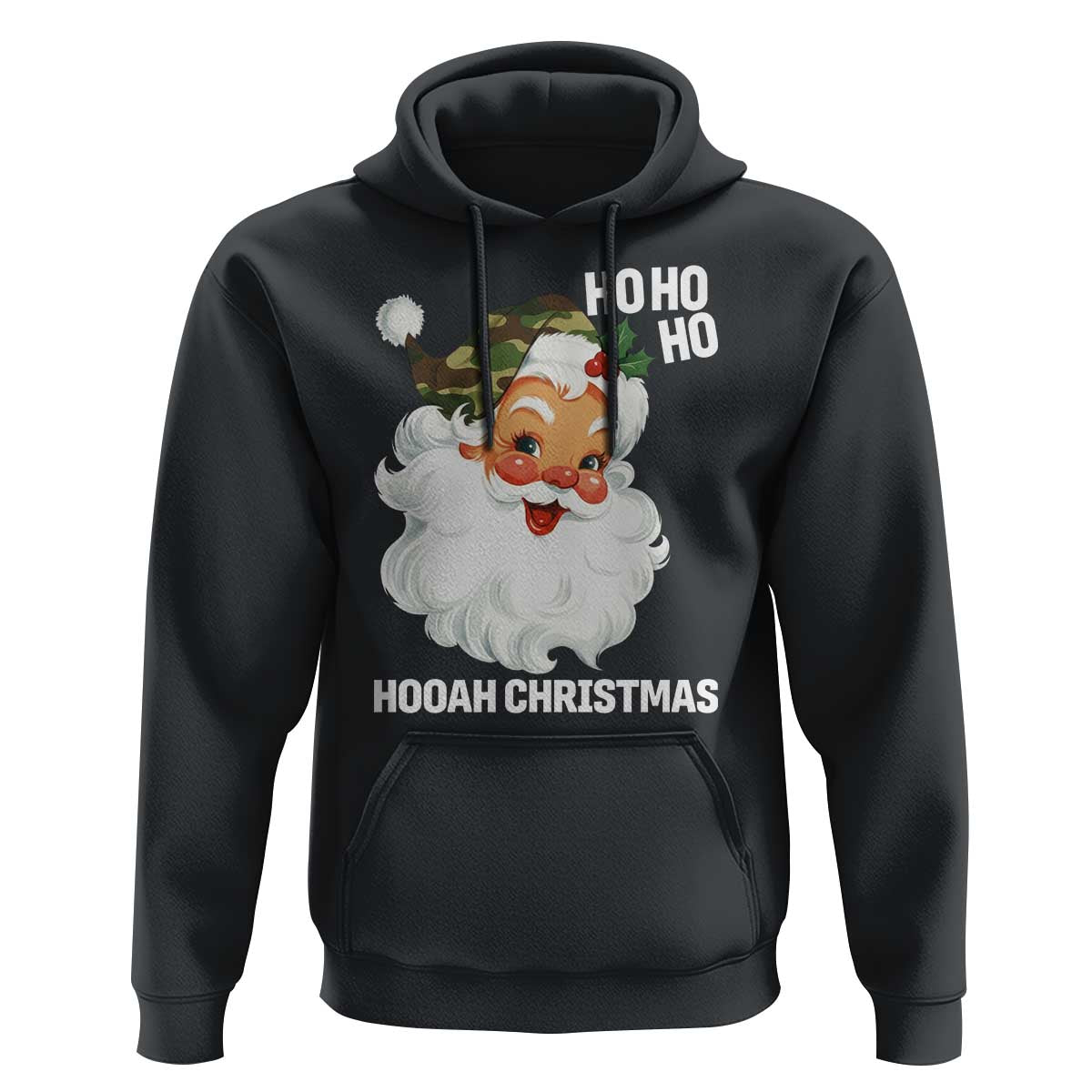 Camo Santa Christmas Hoodie Ho Ho Ho Hooah Christmas - Wonder Print Shop