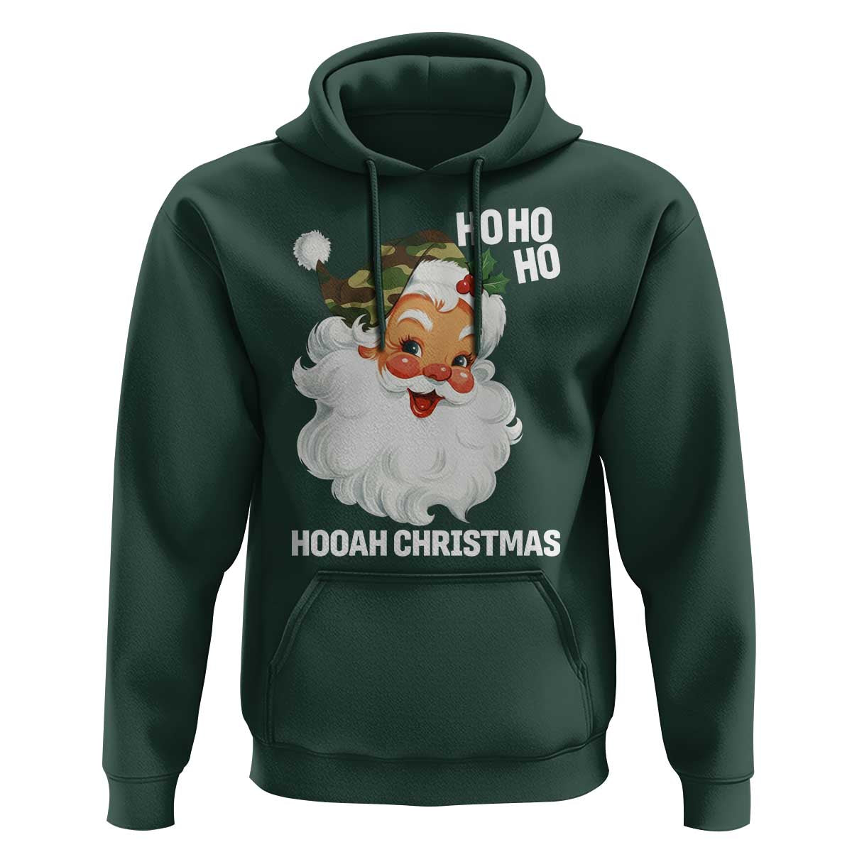 Camo Santa Christmas Hoodie Ho Ho Ho Hooah Christmas - Wonder Print Shop