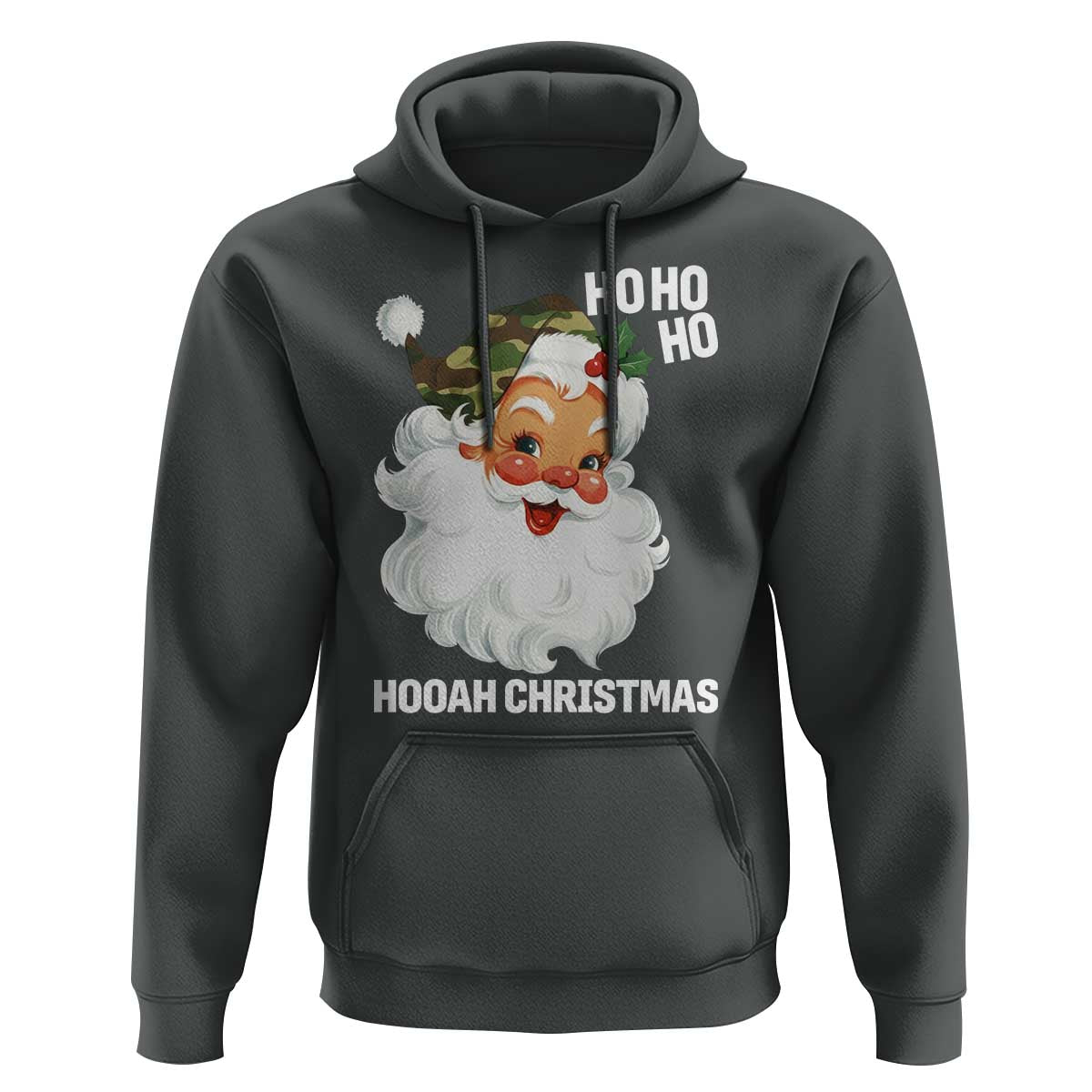 Camo Santa Christmas Hoodie Ho Ho Ho Hooah Christmas - Wonder Print Shop