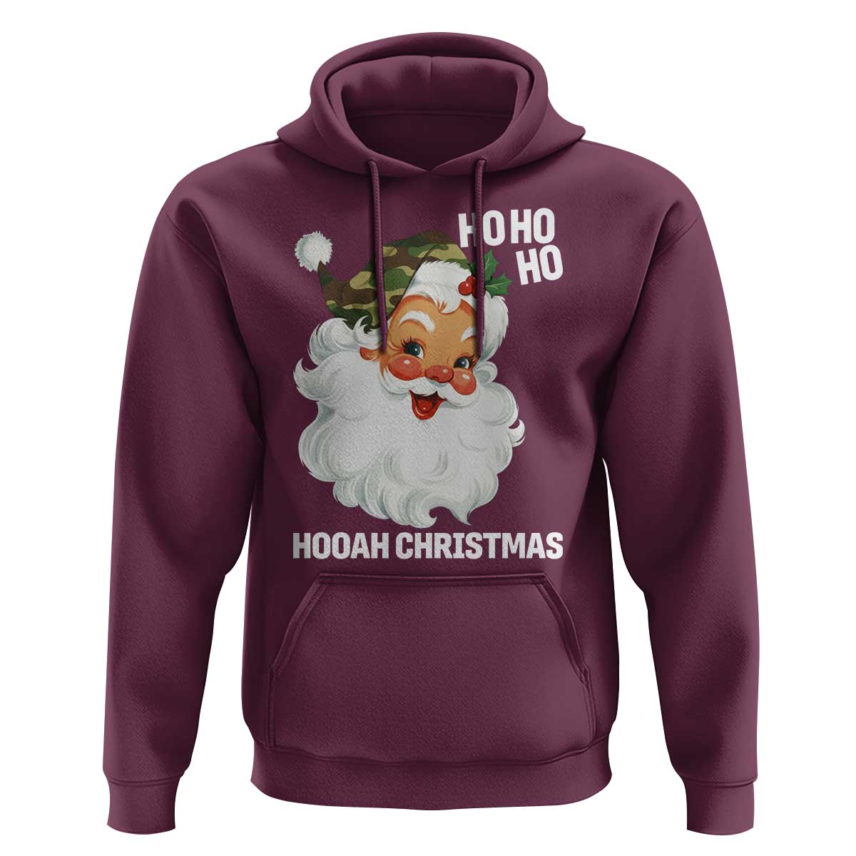 Camo Santa Christmas Hoodie Ho Ho Ho Hooah Christmas - Wonder Print Shop