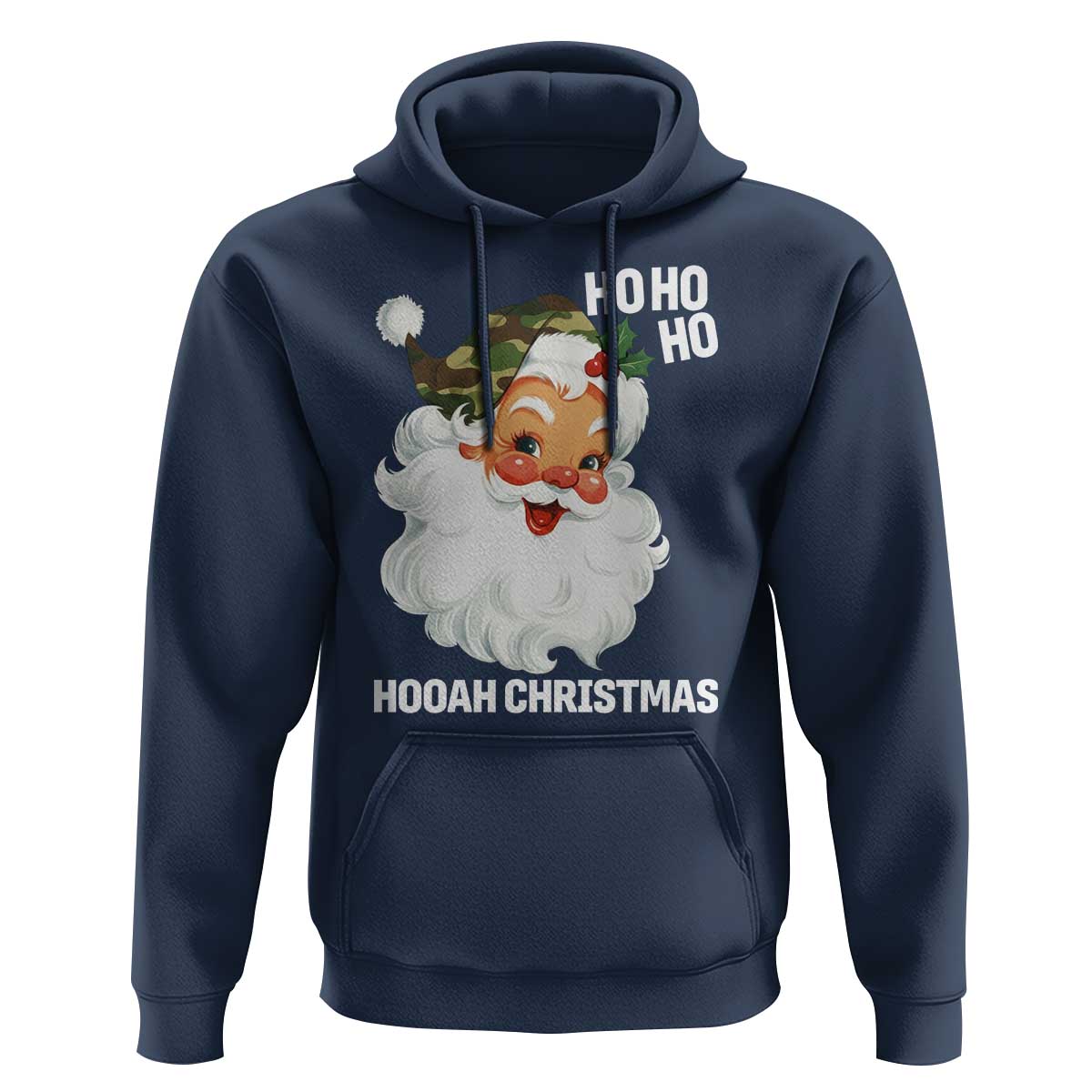 Camo Santa Christmas Hoodie Ho Ho Ho Hooah Christmas - Wonder Print Shop