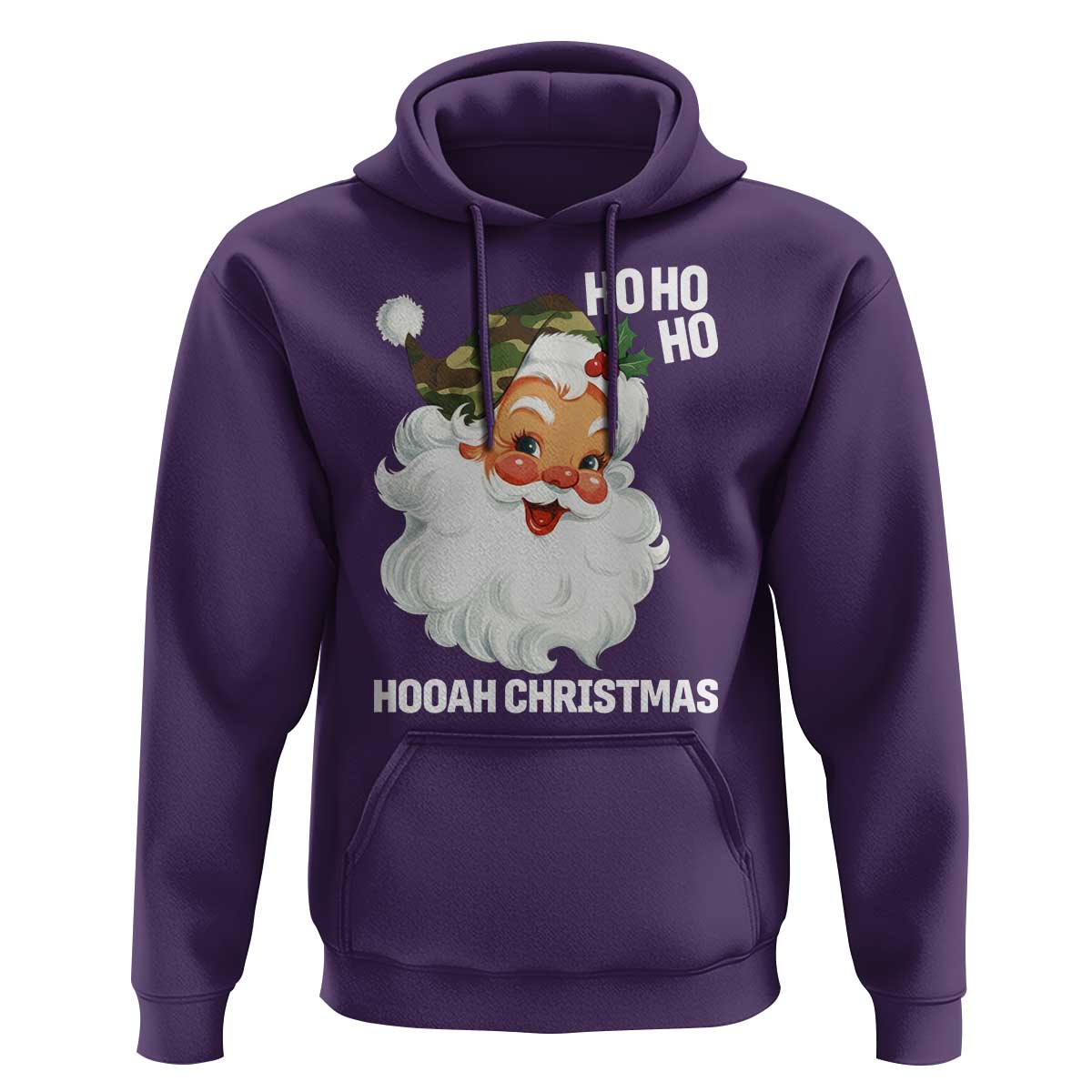 Camo Santa Christmas Hoodie Ho Ho Ho Hooah Christmas - Wonder Print Shop