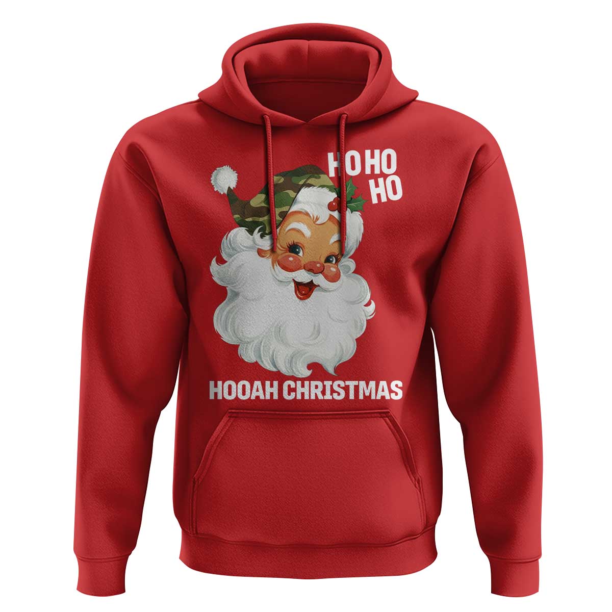 Camo Santa Christmas Hoodie Ho Ho Ho Hooah Christmas - Wonder Print Shop