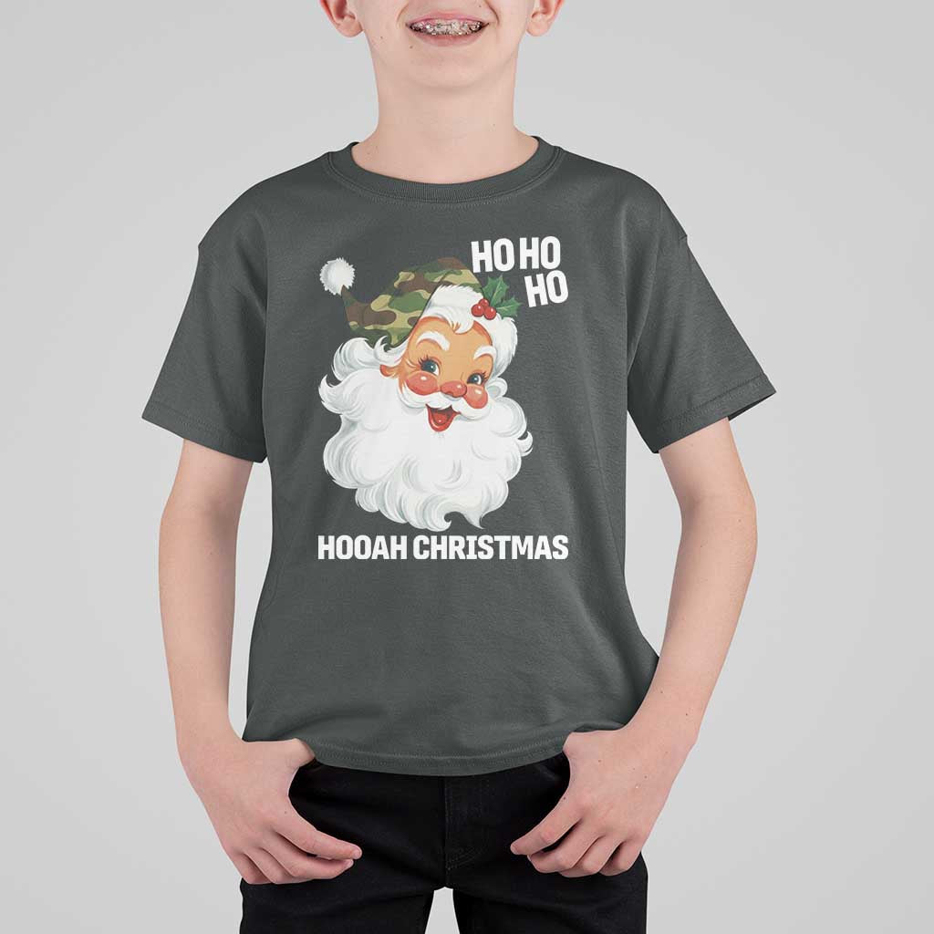 Camo Santa Christmas T Shirt For Kid Ho Ho Ho Hooah Christmas - Wonder Print Shop