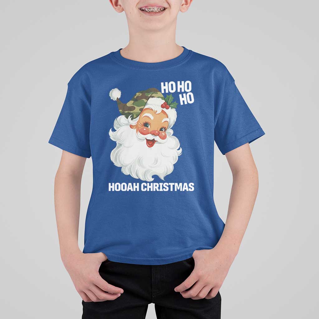 Camo Santa Christmas T Shirt For Kid Ho Ho Ho Hooah Christmas - Wonder Print Shop