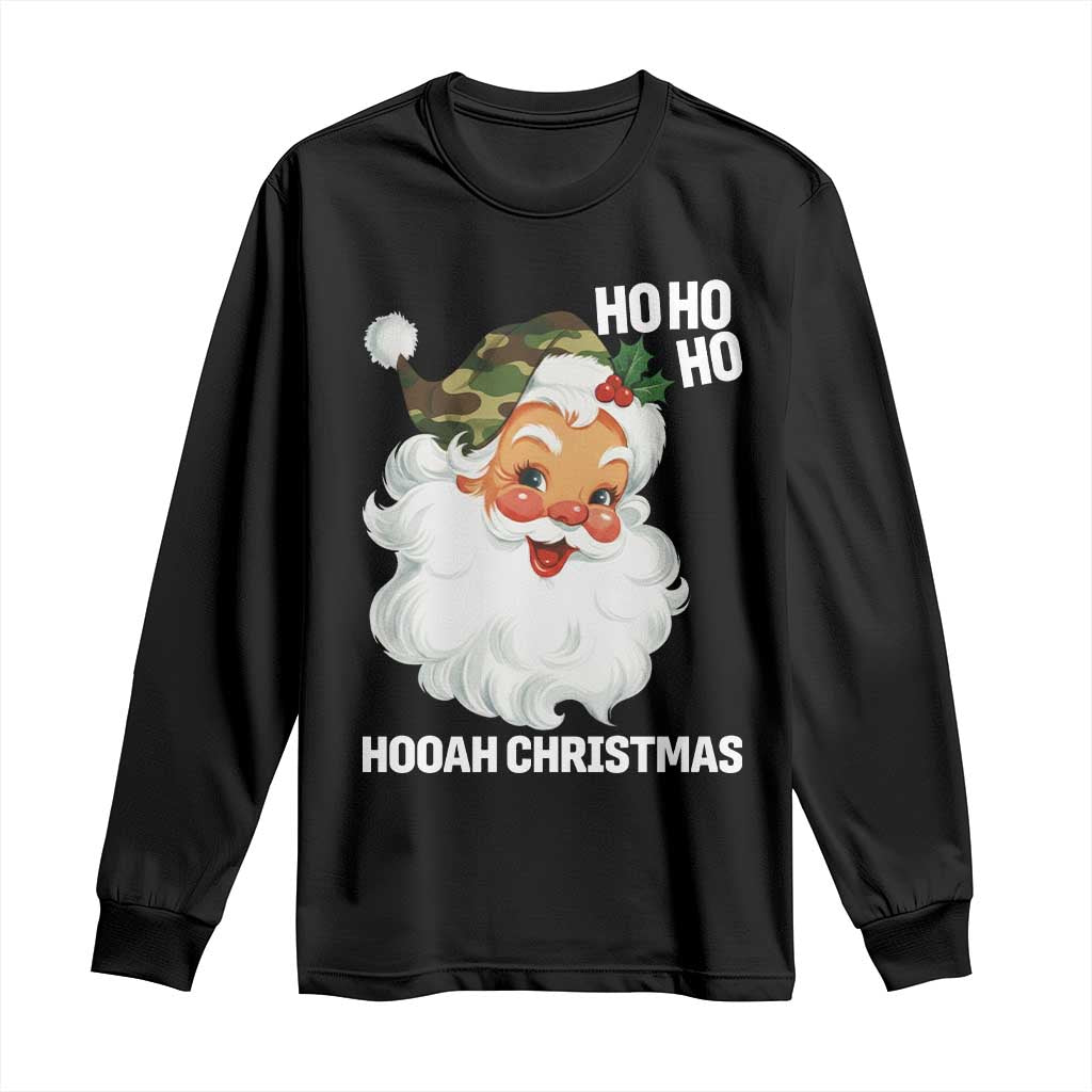 Camo Santa Christmas Long Sleeve Shirt Ho Ho Ho Hooah Christmas - Wonder Print Shop