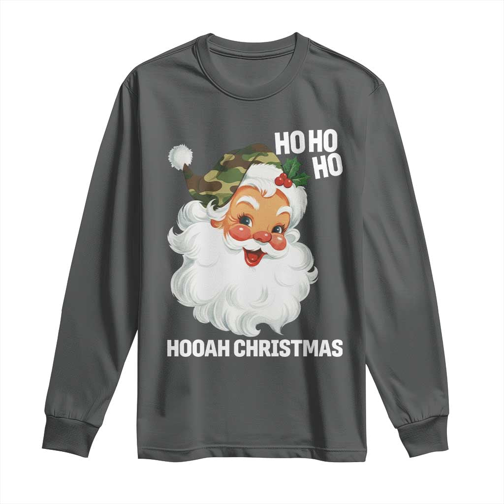 Camo Santa Christmas Long Sleeve Shirt Ho Ho Ho Hooah Christmas - Wonder Print Shop