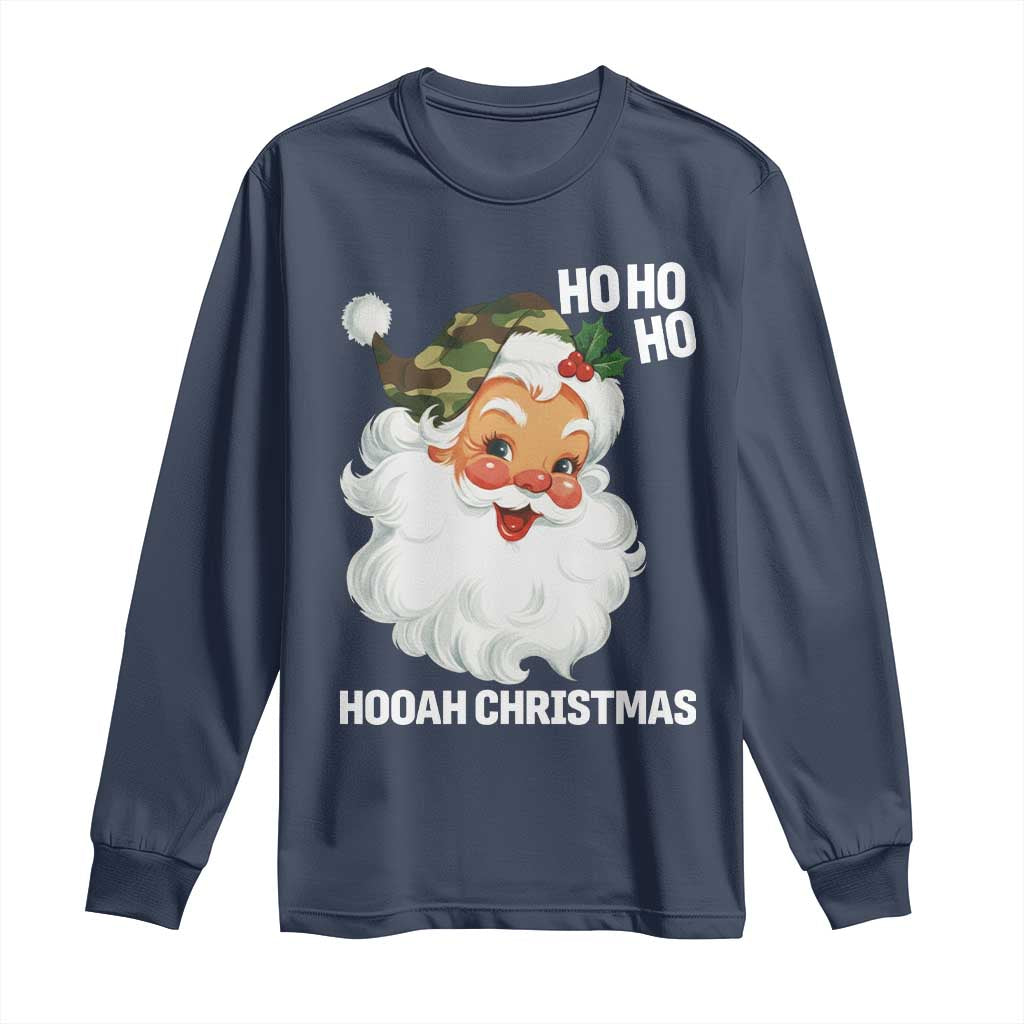 Camo Santa Christmas Long Sleeve Shirt Ho Ho Ho Hooah Christmas - Wonder Print Shop