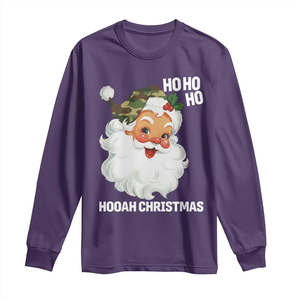 Camo Santa Christmas Long Sleeve Shirt Ho Ho Ho Hooah Christmas - Wonder Print Shop
