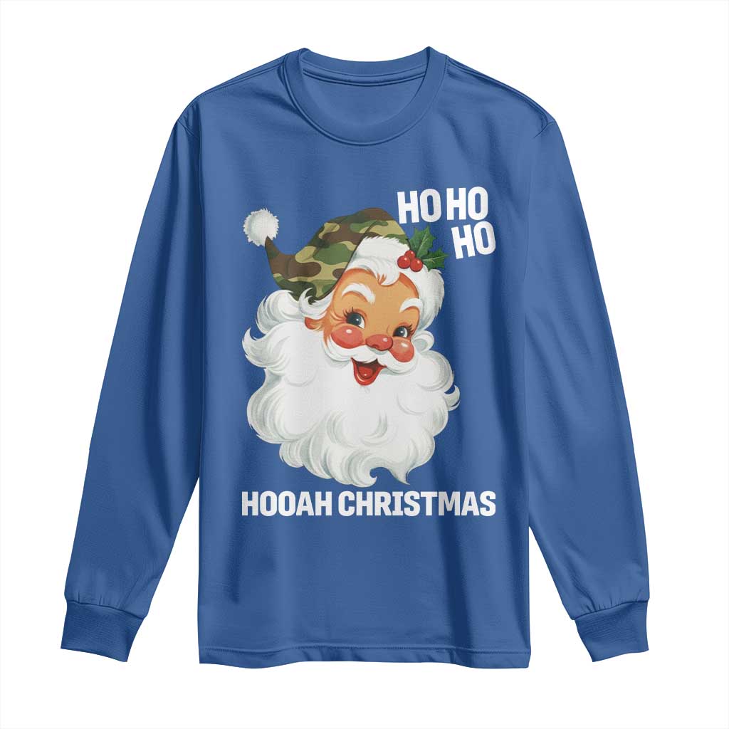 Camo Santa Christmas Long Sleeve Shirt Ho Ho Ho Hooah Christmas - Wonder Print Shop