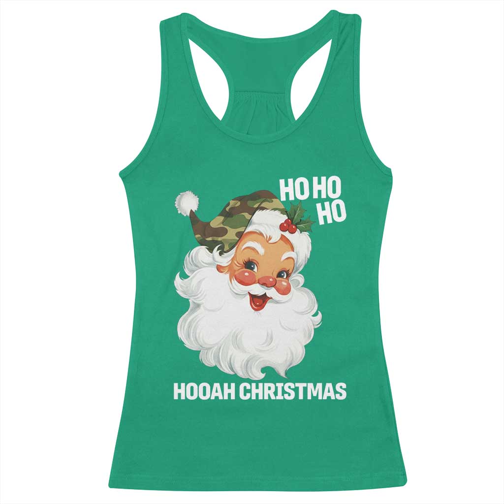 Camo Santa Christmas Racerback Tank Top Ho Ho Ho Hooah Christmas - Wonder Print Shop