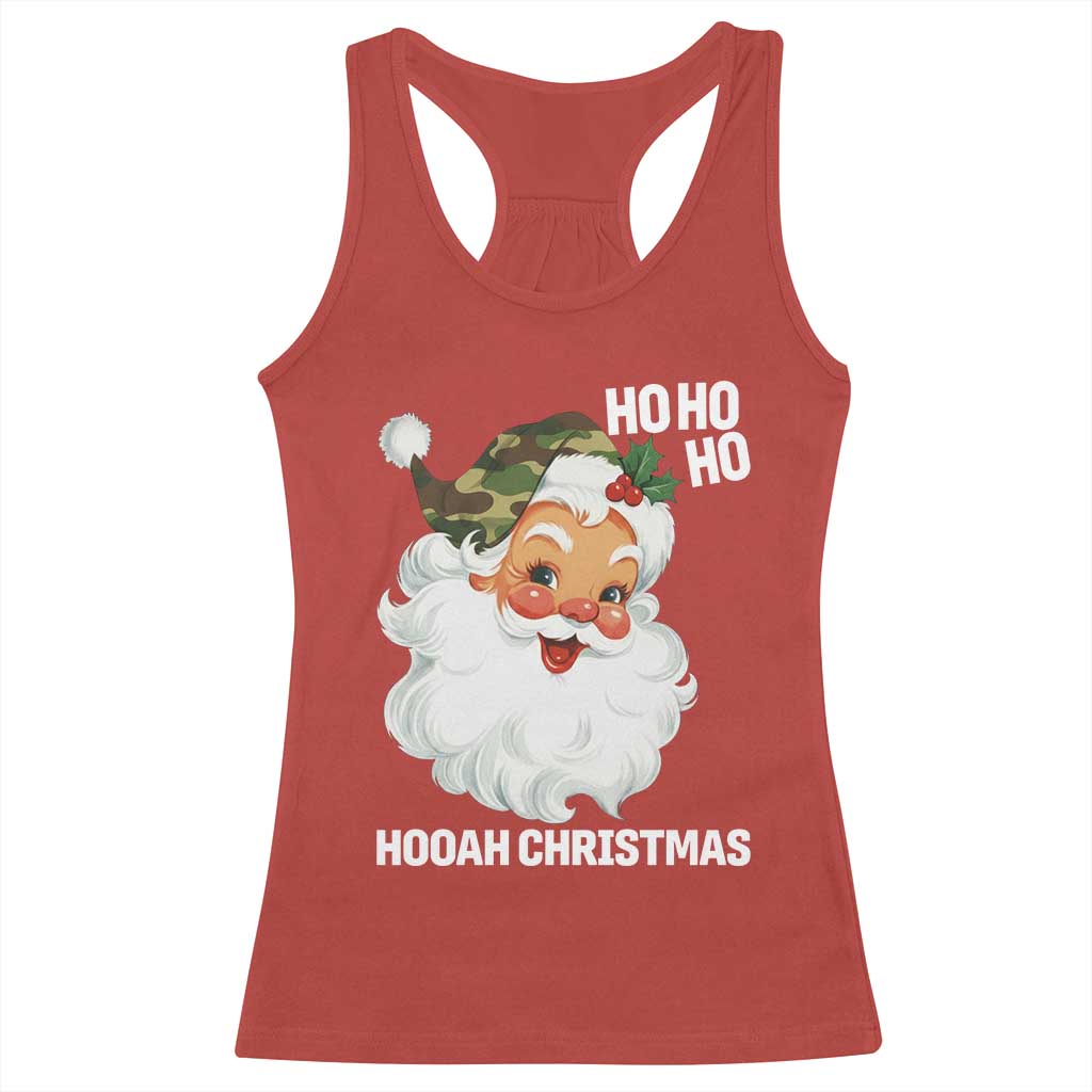 Camo Santa Christmas Racerback Tank Top Ho Ho Ho Hooah Christmas - Wonder Print Shop