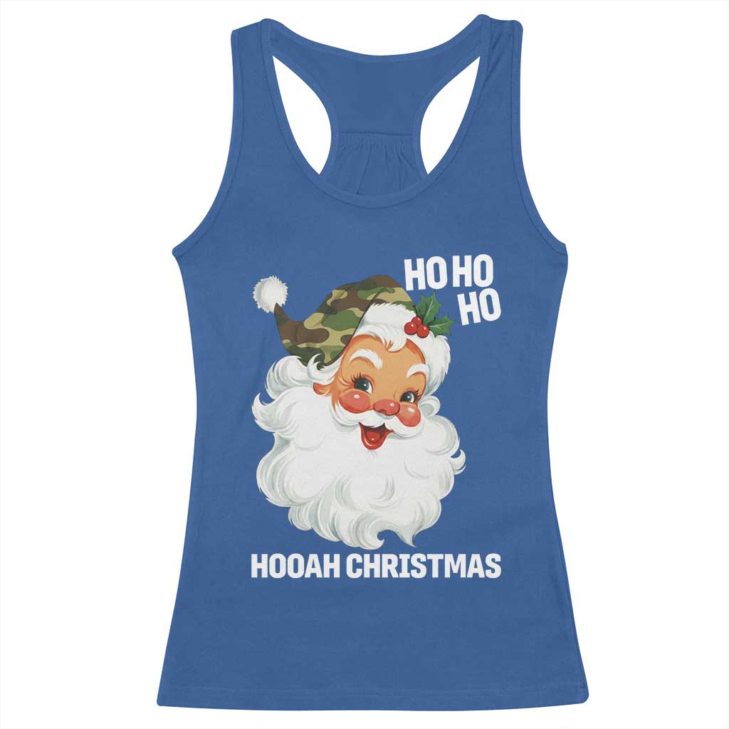 Camo Santa Christmas Racerback Tank Top Ho Ho Ho Hooah Christmas - Wonder Print Shop