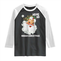 Camo Santa Christmas Raglan Shirt Ho Ho Ho Hooah Christmas - Wonder Print Shop