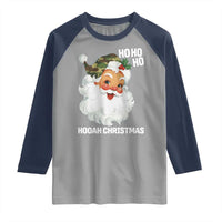 Camo Santa Christmas Raglan Shirt Ho Ho Ho Hooah Christmas - Wonder Print Shop