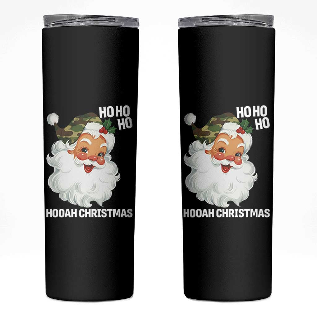 Camo Santa Christmas Skinny Tumbler Ho Ho Ho Hooah Christmas - Wonder Print Shop