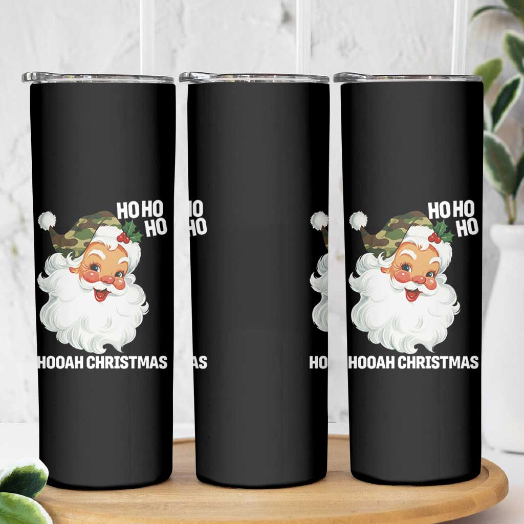 Camo Santa Christmas Skinny Tumbler Ho Ho Ho Hooah Christmas - Wonder Print Shop