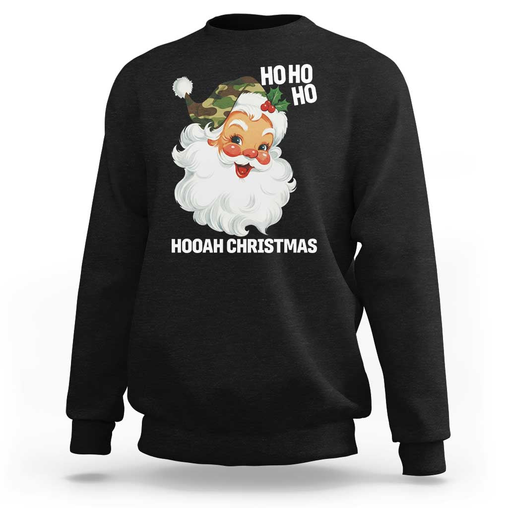 Camo Santa Christmas Sweatshirt Ho Ho Ho Hooah Christmas - Wonder Print Shop