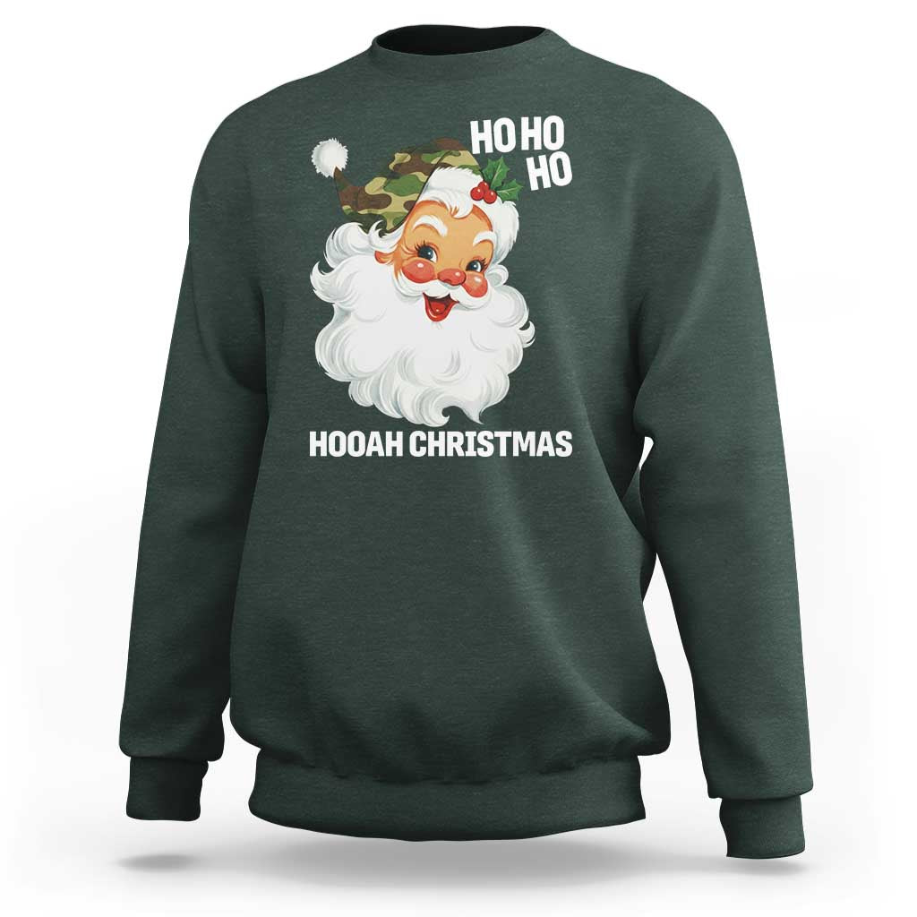 Camo Santa Christmas Sweatshirt Ho Ho Ho Hooah Christmas - Wonder Print Shop