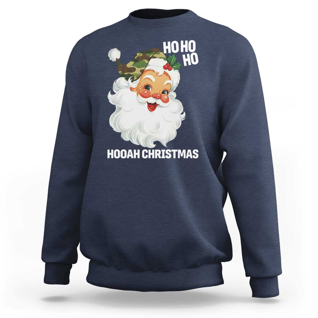 Camo Santa Christmas Sweatshirt Ho Ho Ho Hooah Christmas - Wonder Print Shop
