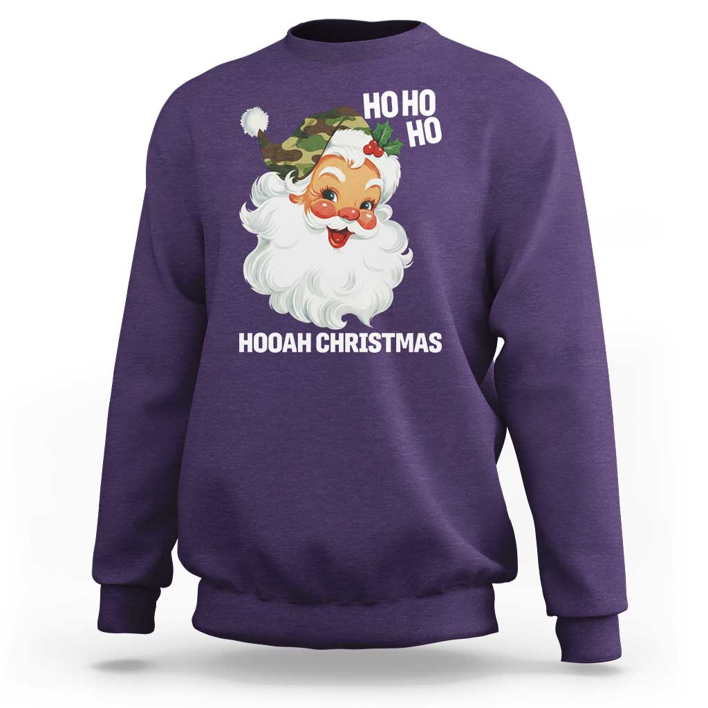Camo Santa Christmas Sweatshirt Ho Ho Ho Hooah Christmas - Wonder Print Shop